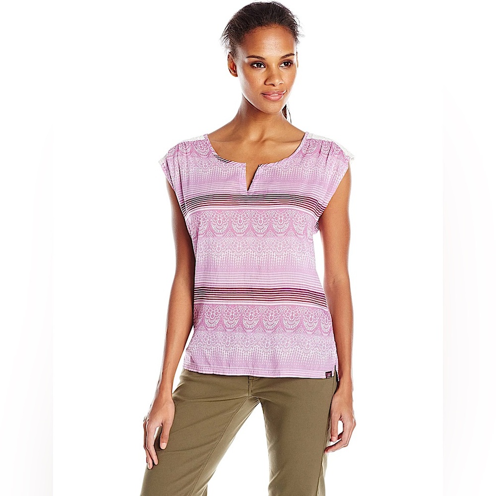 prAna Illiana Organic Cotton & Silk Sleeveless Lace‎ Shoulder Purple Top S